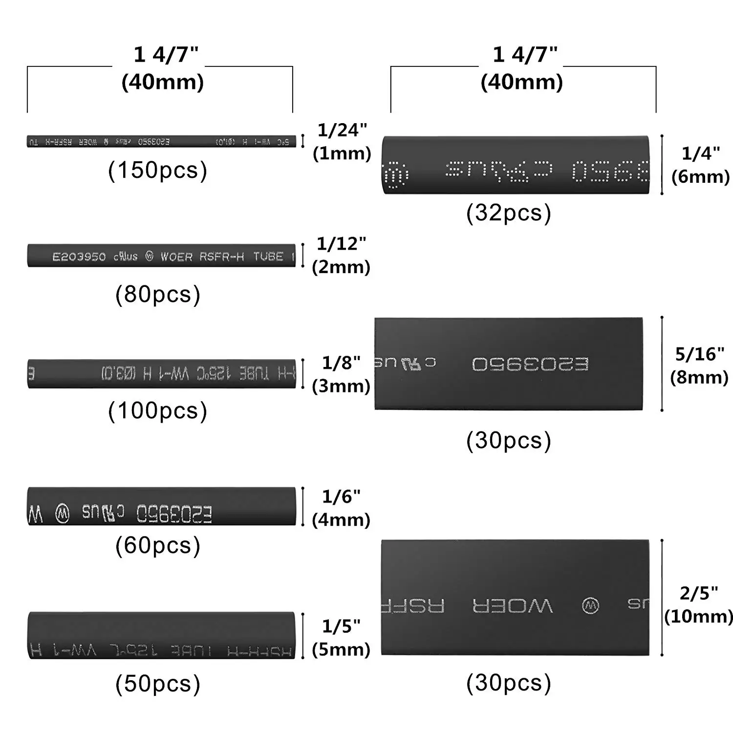 140PCS SC Bare Ring Terminals lug Tinned Copper Tube Lug Seal Battery Crimped Soldered Wire Connectors & Black Shrink Tube