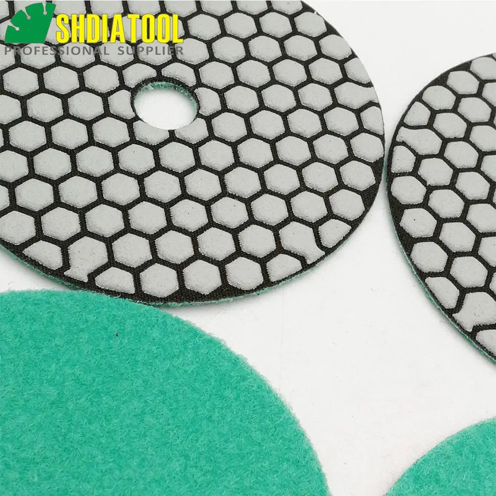 Shdiatool 4 Pcs 5 "#50 Dry Sander Pads Marmer Granit Keramik Polishing Resin Obligasi Berlian Fleksibel Polishing Pads sanding Disk