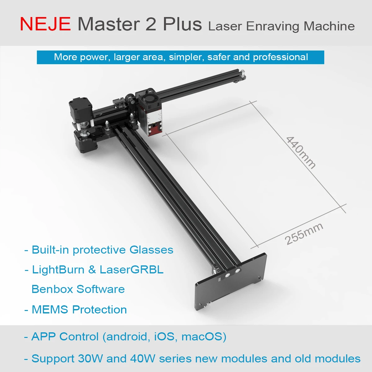 NEJE Master 2S/3 Plus 30W CNC Laser Engraving Machine 255x440mm Engraver Laser Cutter-Lightburn-Bluetooth App Control Printer