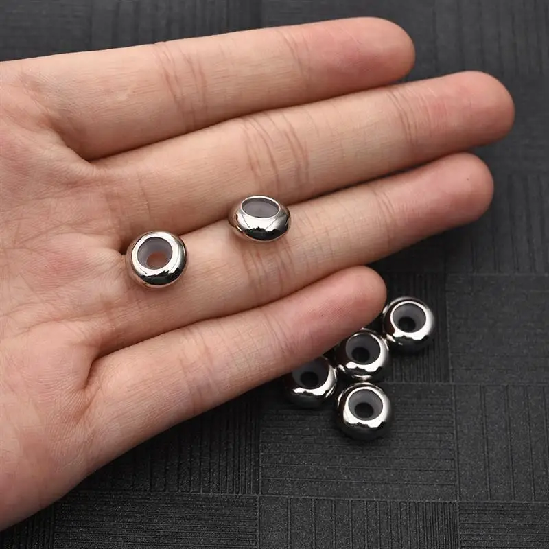 10pcs DIY Jewelry Beads Tiny Stainless Steel Silicone Rubber Spacer Stopper Bead for DIY Bracelet Bangle Making Jewelry Finding