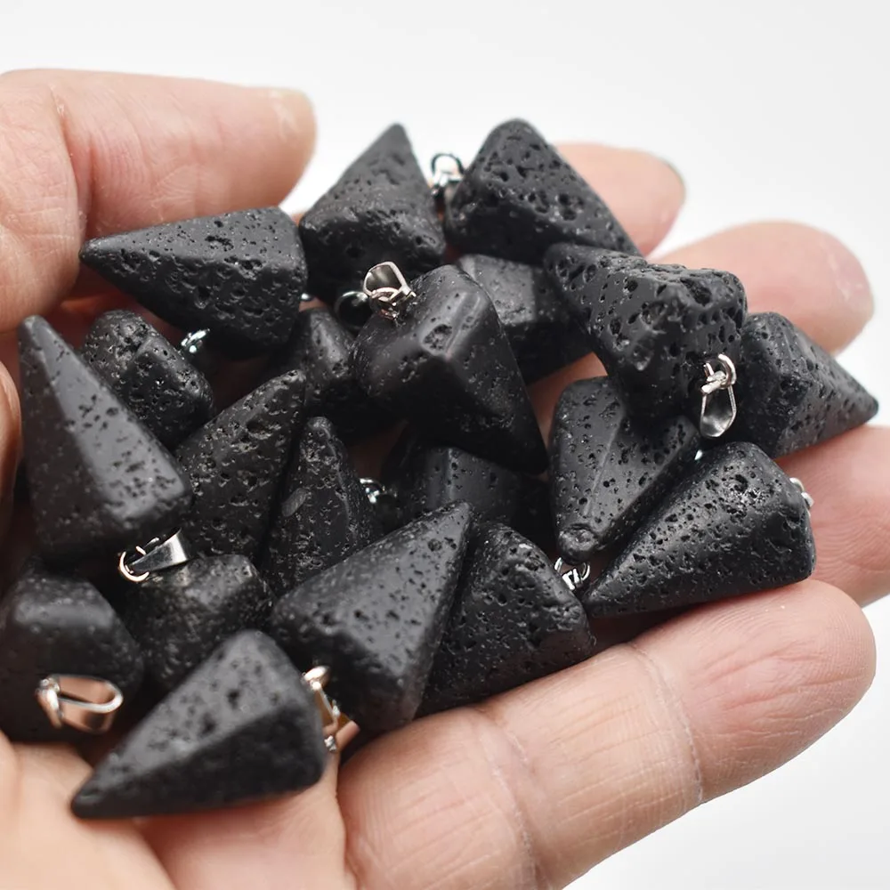 2021 Fashion high quality natural Volcanic Rock Stone faceted pendulum charms pendants for jewelry making Wholesale 20pcs/lots