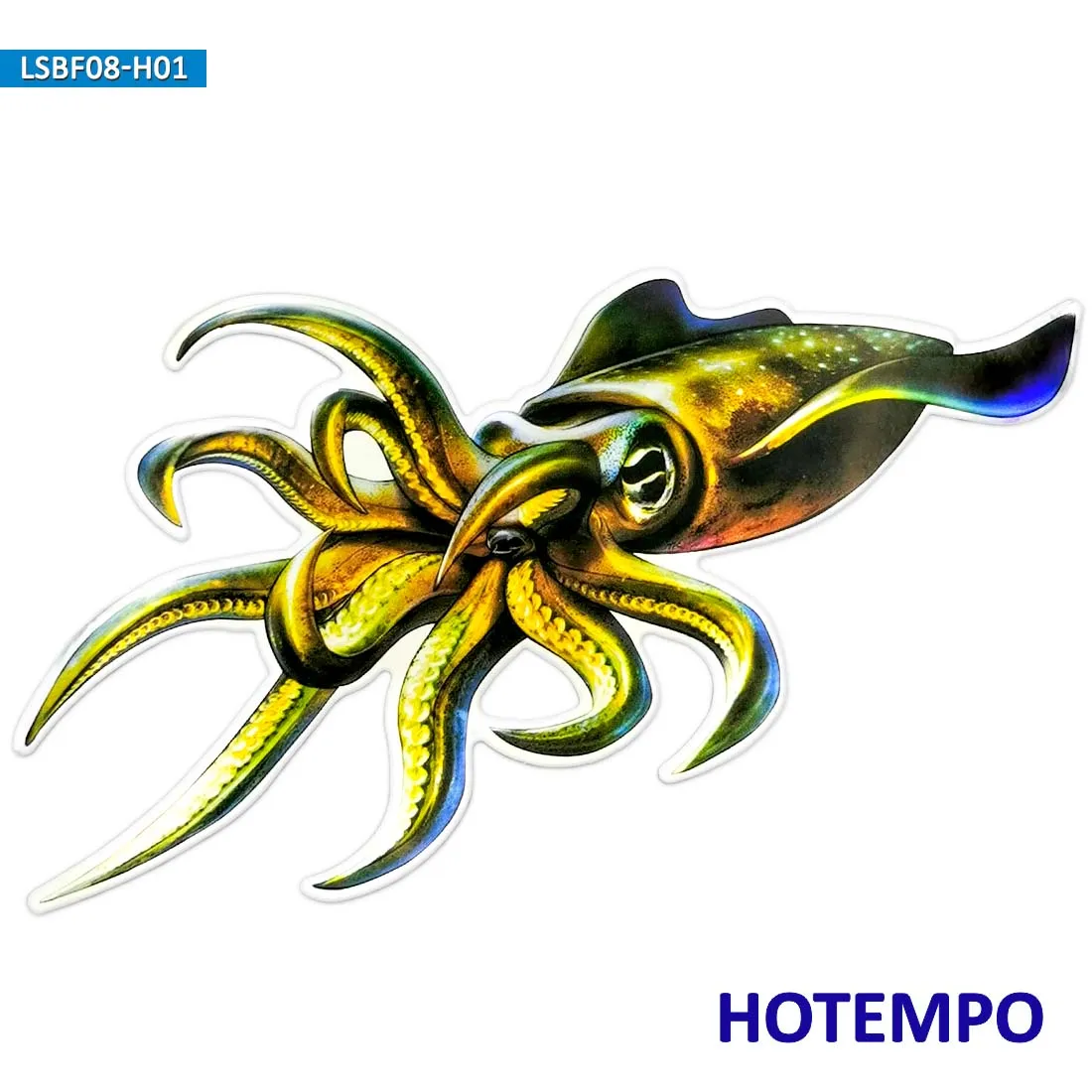 20cm Laser Style Big Size Fish Giant Squid Architeuthis Dux Laptop Motorcycle Boat Car Stickers for Fisherman Waterproof Sticker