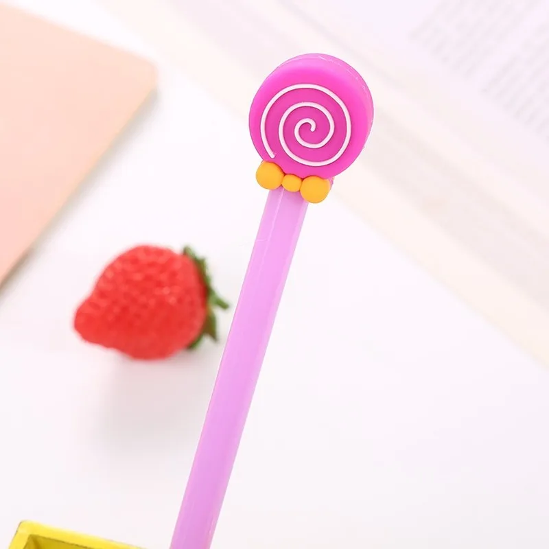 20 PCs Candy Color Lollipop Gel Pen Creative Learning Stationery Office Signature Pen Cute Cartoon Office Supplies Stationery