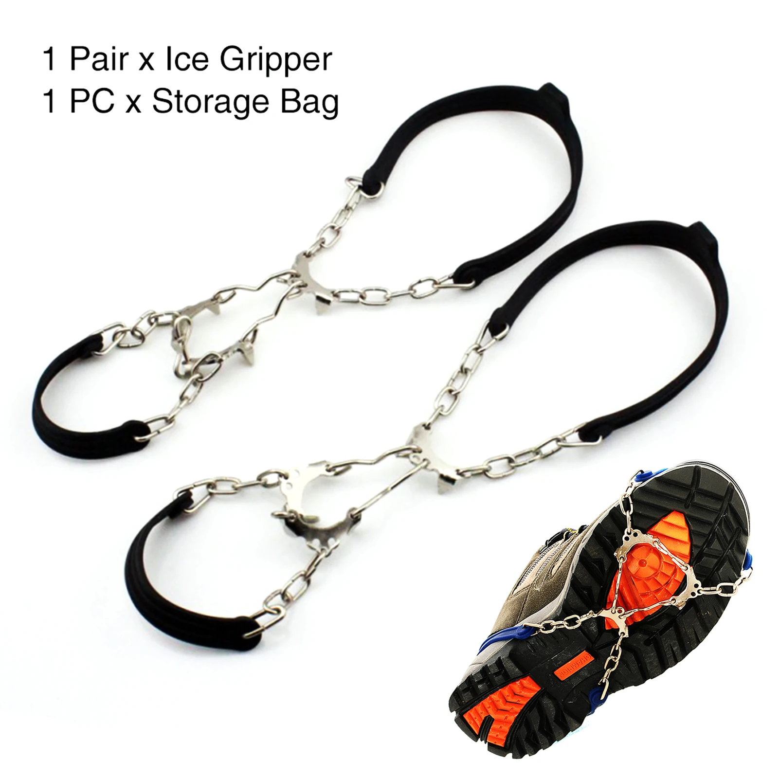 1 Pair Winter Silicone Climbing Crampon 6 Teeth Shoe Spikes Chain Hiking Sports Snow Outdoor Ice Gripper Anti Slip Cleats