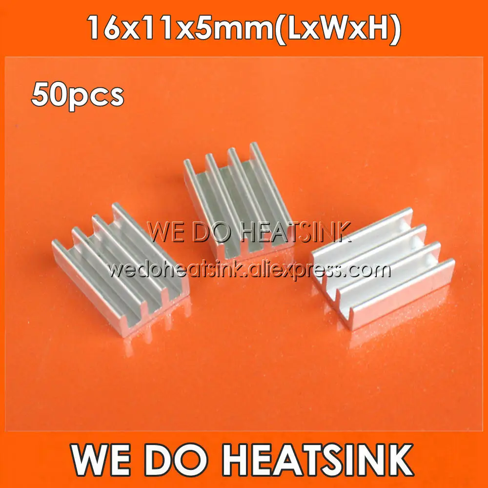 

WE DO HEATSINK 50pcs 16x11x5mm Extruded Aluminum Radiators Extrusion Aluminium Heatsink For IC DC Converter