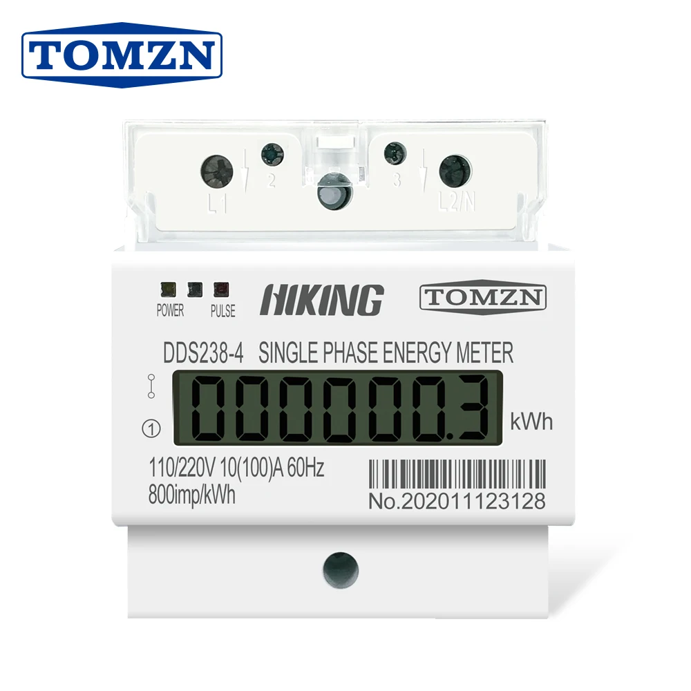 Compteur d'énergie sur rail Din 10(100)A 110V/220V 60HZ, monophasé, trois fils, KWH, Watt, heure, LCD pour amérique