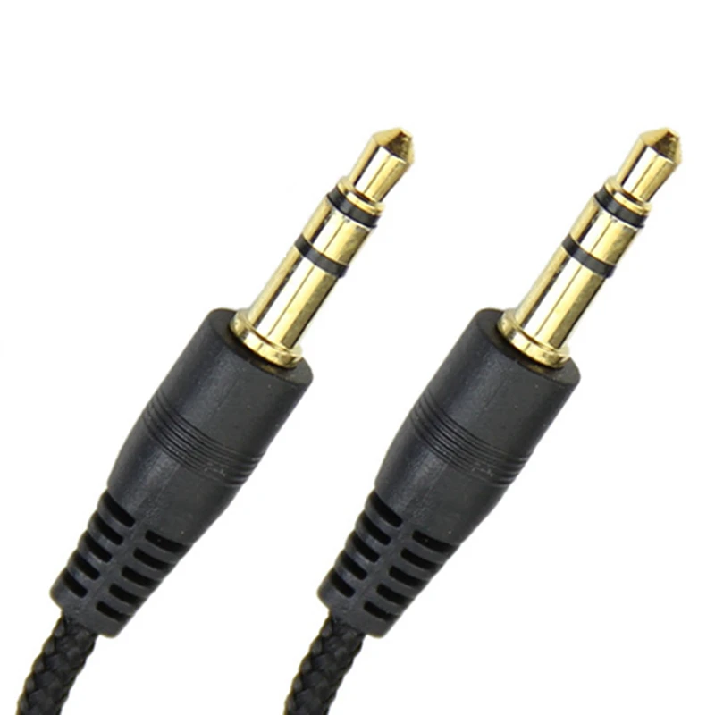 Cable de extensión de auriculares trenzados de nailon, Cable auxiliar macho a macho de 3,5mm, extensor de Audio estéreo m/M, Cable de auriculares de