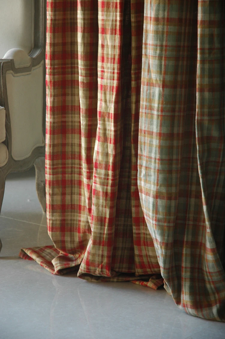 ستائر كلاسيكية منقوشة خفيفة قابلة للتركيب، 100% قطن كتان، شبكة بريطانية، غرفة المعيشة، ستارة غرفة النوم، ستائر النوافذ الرعوية