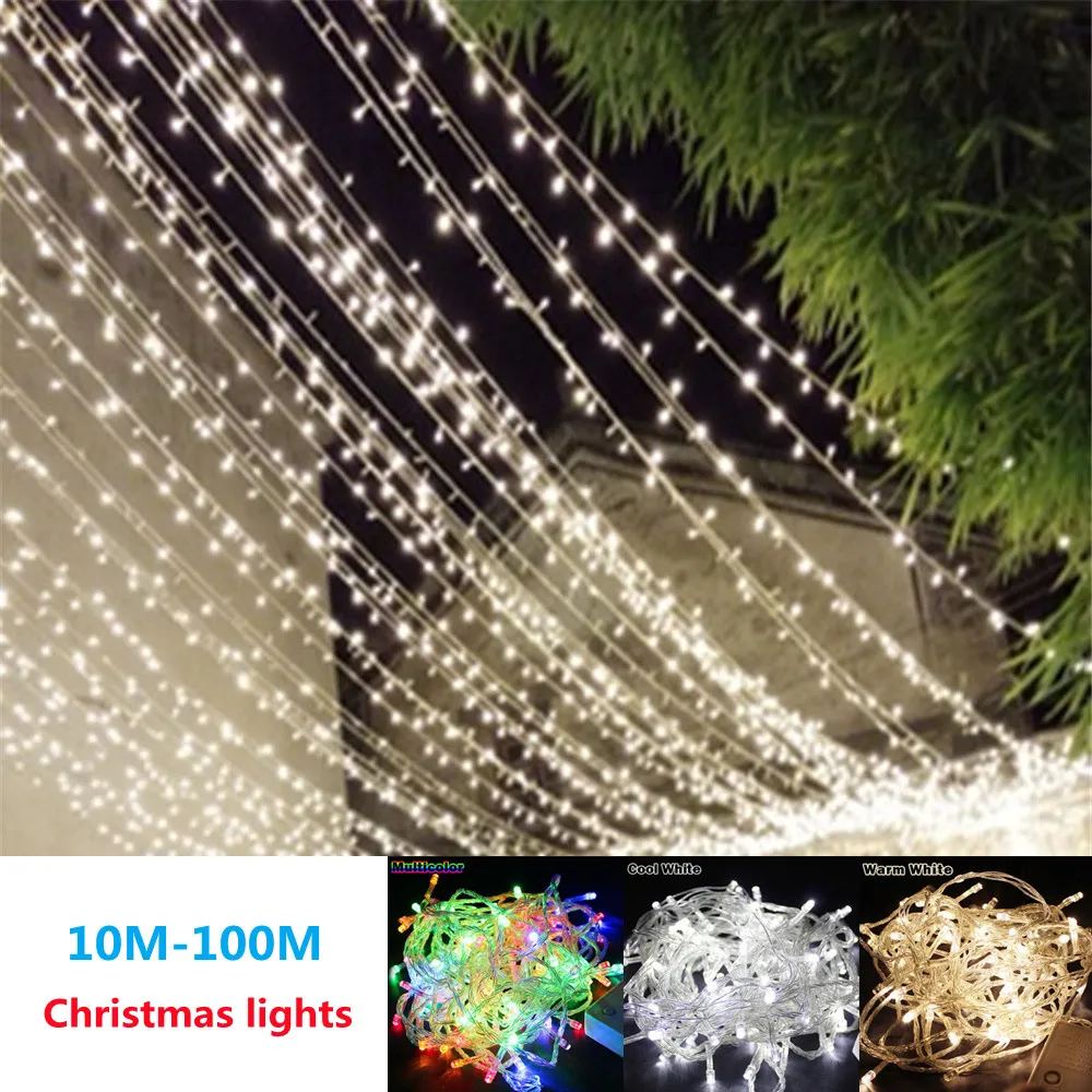 10M 100M Led String Garland Christmas Tree Fairy Light Chain Waterproof Home Garden Wedding Party Outdoor Holiday Decoration