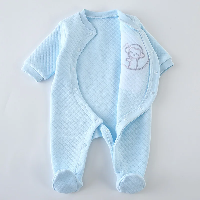 Barboteuse en coton à manches longues pour nouveau-né, pyjama unisexe, salopette à pieds pour fille et garçon