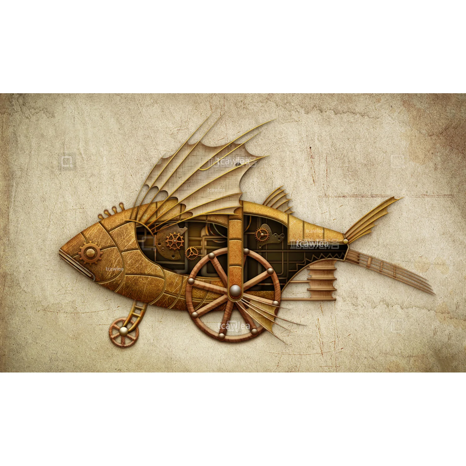 Steampunk Flying Fish Car Metal Cutting Dies Gear Wheel Embossing Stencil For DIY Scrapbooking Card Decorative