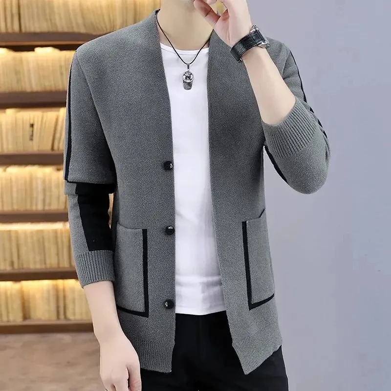 

Men's Knitted Jacket Cardigan Fall Winter New Korean Fashion Sueter Masculino Thicken Sweater Coat Ropa Hombre Buttons Tops