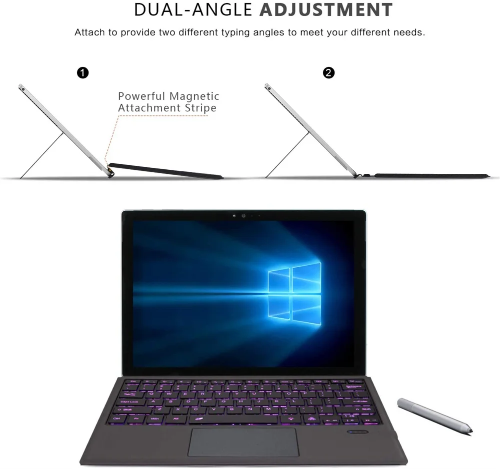 Bluetooth Keyboard For Microsoft Surface Pro 3 4 5 6 7 Go 2 Wireless Backlight Touchpad Keyboard Tablet PC Laptop Gaming Keyboar