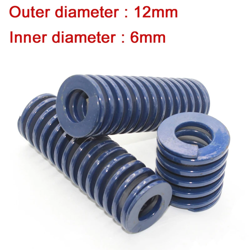 Molde de compressão, molde azul, molas de estampagem de carga, diâmetro externo 12mm, diâmetro interno 6mm, comprimento 20mm-100mm, para hardware, 1 peça