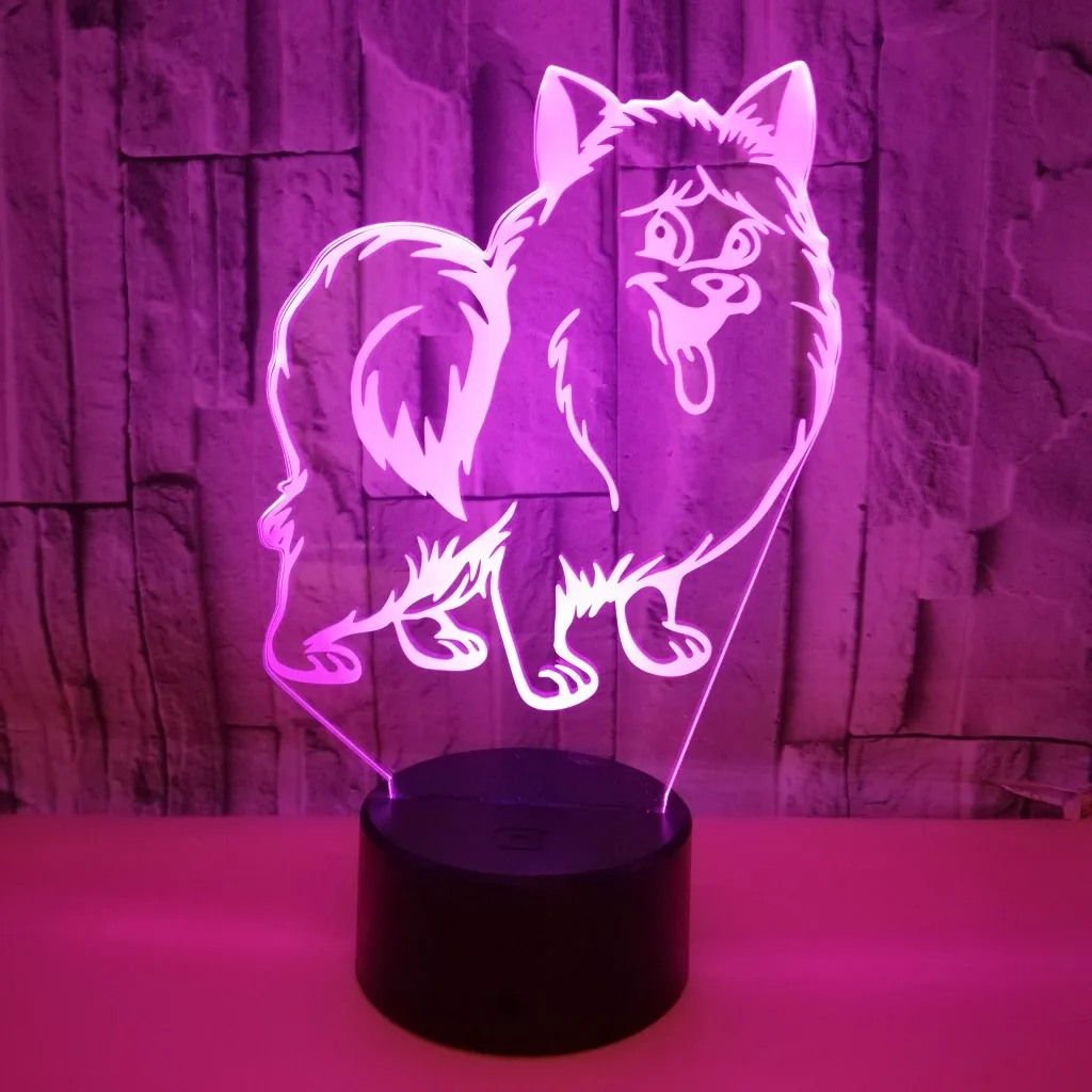 Dog 3d Night Lamp Crack Colorful Touch Remote Night Light Control Gift Usb Home Atmosphere Animal 3d Table Lamp