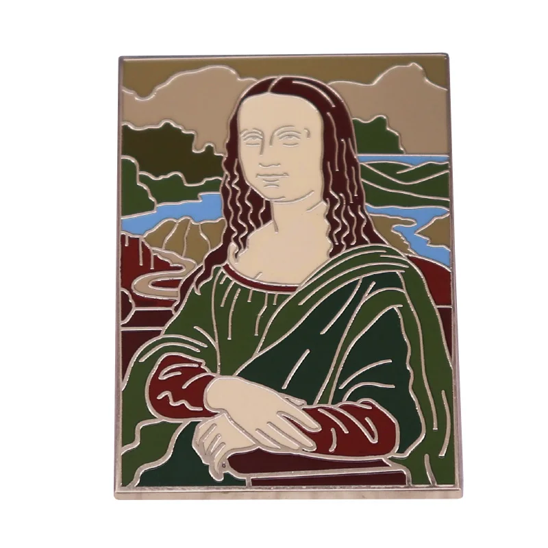 Mona Lisa Painting Enamel Pin Famous Artwork Brooch gorgeous woman Accessory