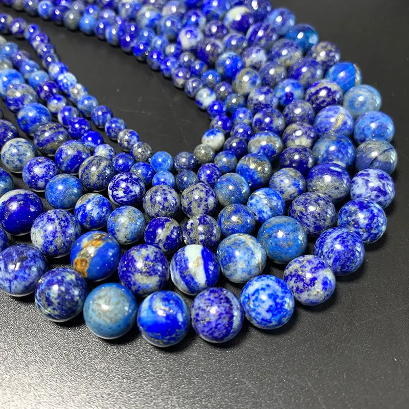 LUOMANXIARI Lapis Lazuli Round Stone Beads AA 100% Natural Cyan-Blue Color Untreated For Jewelry Making DIY Bracelet 6/8/10MM