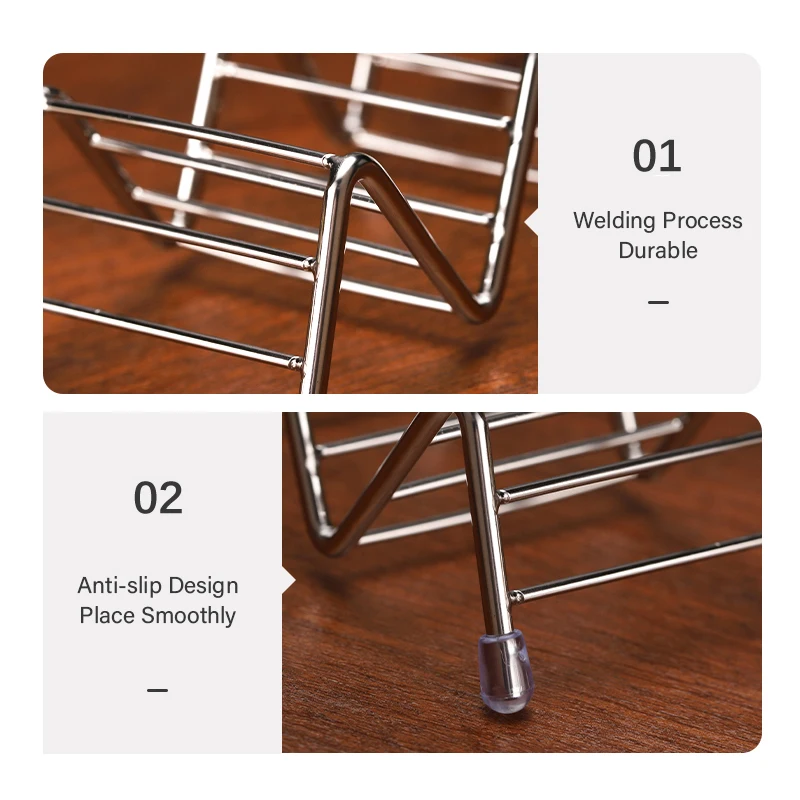 Soportes para tacos de acero inoxidable con forma de onda, estante para comida mexicana, soporte para perritos calientes, soporte para exhibición, tazón para condimentos, 5 tamaños