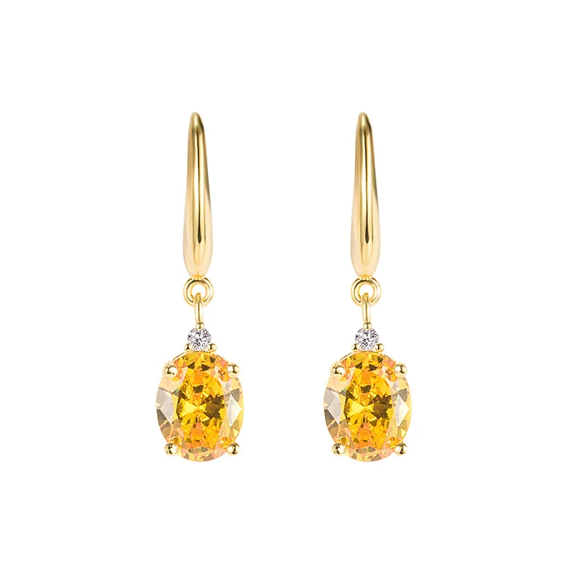 DIWENFU-pendientes De gota De oro amarillo De 14 quilates para Mujer, joyería De oro Real, pendientes De gota De piedras preciosas De Topacio