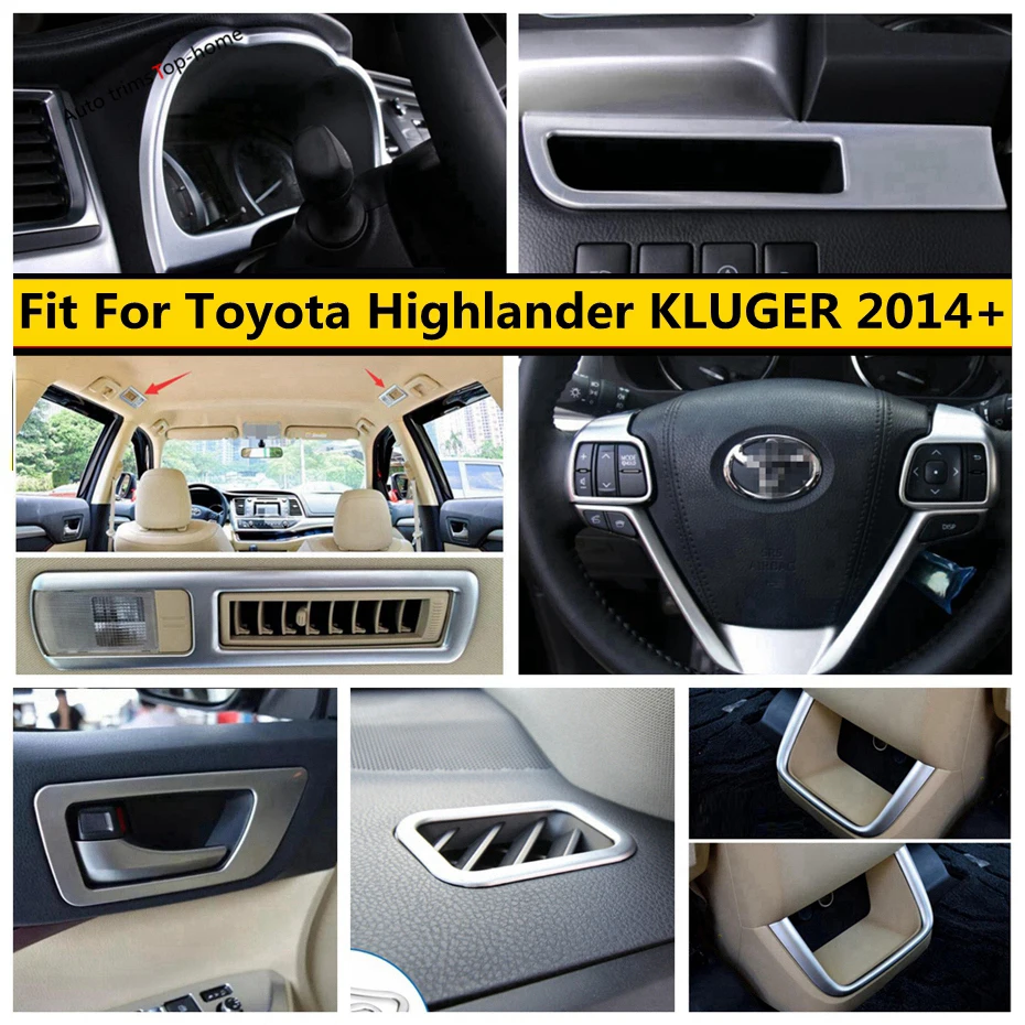 

Dashboard Frame / Door Handle Bowl / Steering Wheel Panel Cover Trim ABS Accessories For Toyota Highlander / KLUGER 2014 - 2019