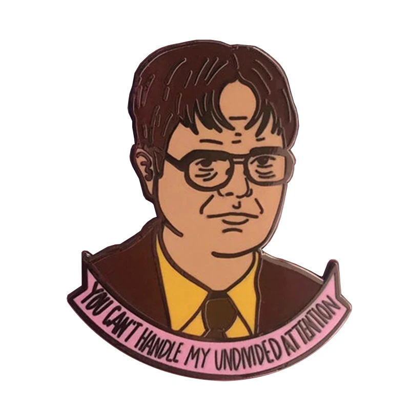 The Office Dwight Schrute Enamel Pin Rainn Willson Brooch humorous salesman and assistant Badge Well-known Tv figure   decor