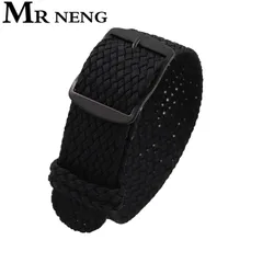 2020 New Soft Breathable Nylon Polyester Watch Strap Sport Bracelet Strap18MMm for Perlon Black Buckle watchband 22 20mm