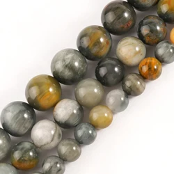 6/8/10mm Hawk's Eye Stone Beads Natural Eagle Eye Loose Round Beads for Jewelry Making DIY Bracelet Accessories 15inch