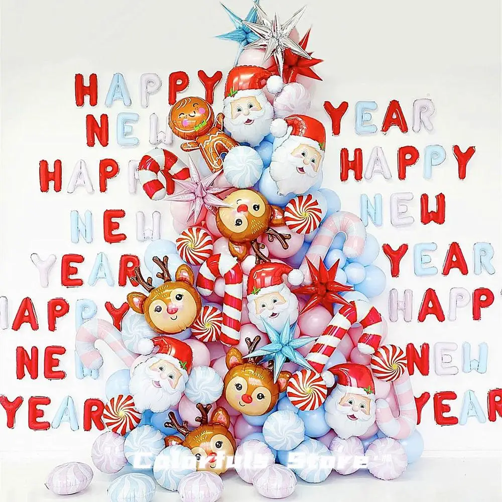 

15PC Christmas Decorations for Home Merry Christmas Aluminum foil latex EveBalloons Party Happy New Year 2021 Decorations 2020