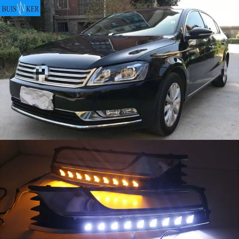 LED DRL daytime running light fog lamp for Volkswagen VW Magotan 2012-2015, wireless switch control, dim control, turn signal