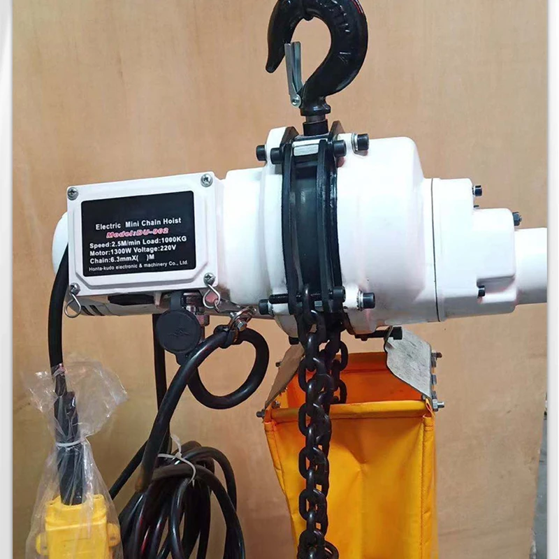 220V/110v Small Crane, Household Portable 1 ton Chain hoist hoist, Electric chain hoist, double brake/alloy steel chain