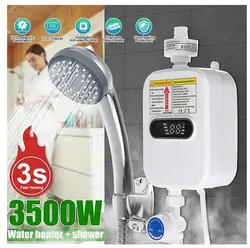 RX-21,3500W Instant Electric Water Heater 3S Heating Bathroom Kitchen Tankless Water Heater Temperature Display Heating Shower