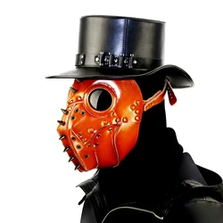 Steampunk Parrot Mask Halloween PU Leather Plague Doctor Cosplay Carnival Masquerade Hat Anonymous Mask Holiday Party Prop