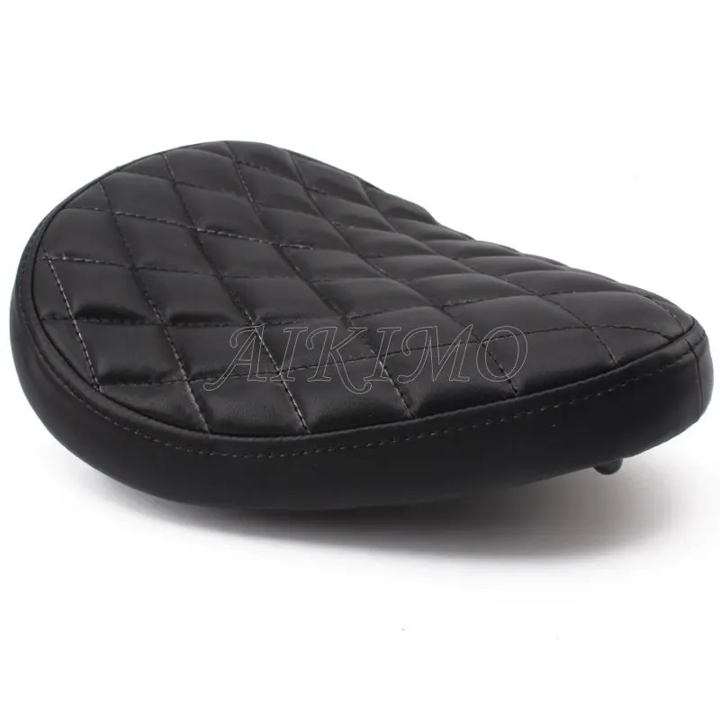 Black Motorcycle Retro Leather Style Solo Seat+Steel Swivel Bracket Sliding T-Bar 3.1\
