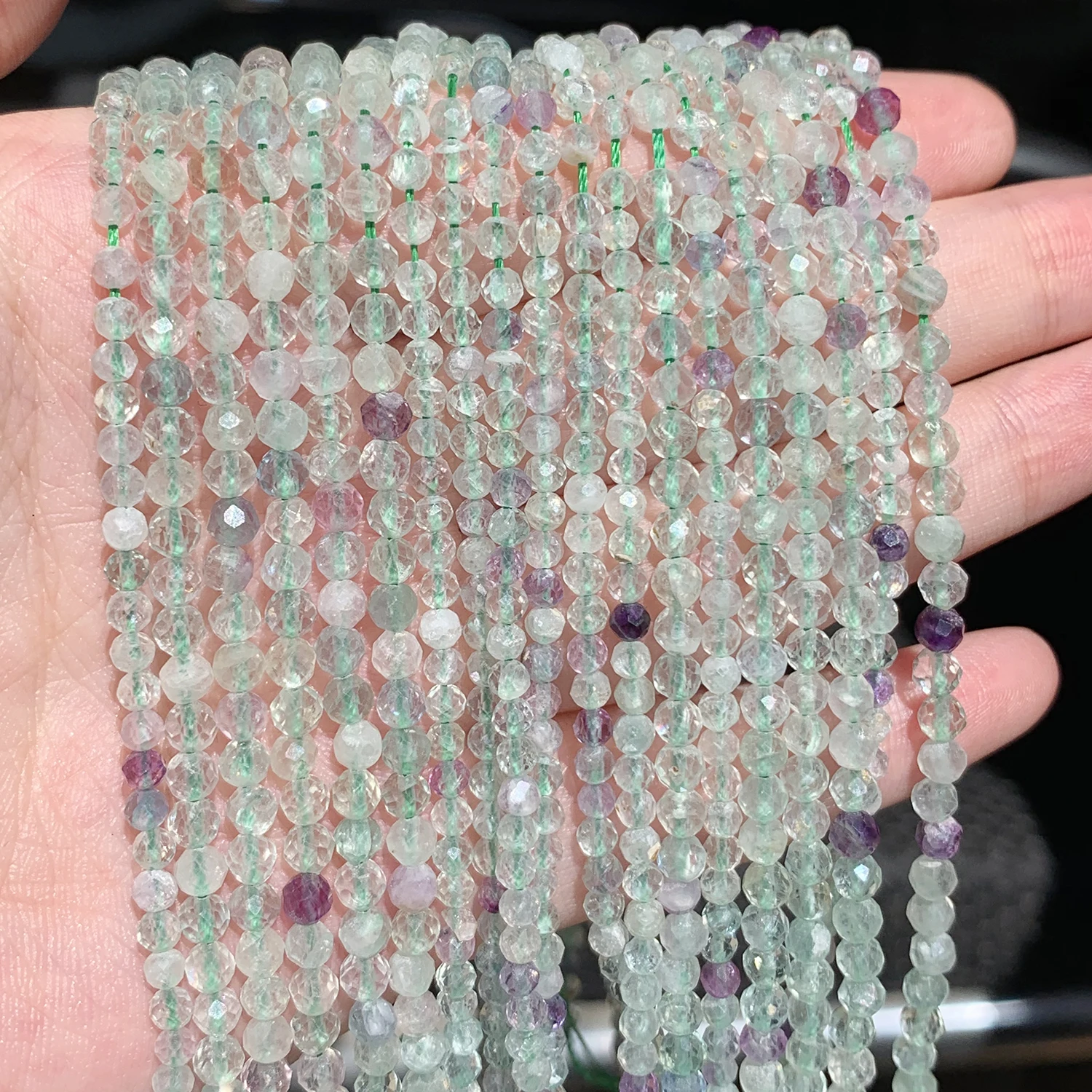 

Natural Faceted Stone Beads Colorful Fluorite Quartz Gem Loose Spacer Beads for Jewelry DIY Making Bracelet Earrings Accessories