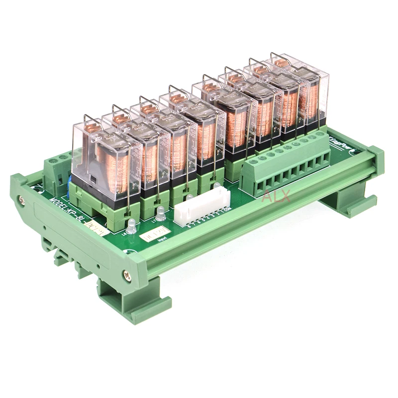 8 Channels 1 SPDT DIN Rail Mount G2R-1-E 16A 12V 24V DC Interface Relay Module PNP NPN compatible