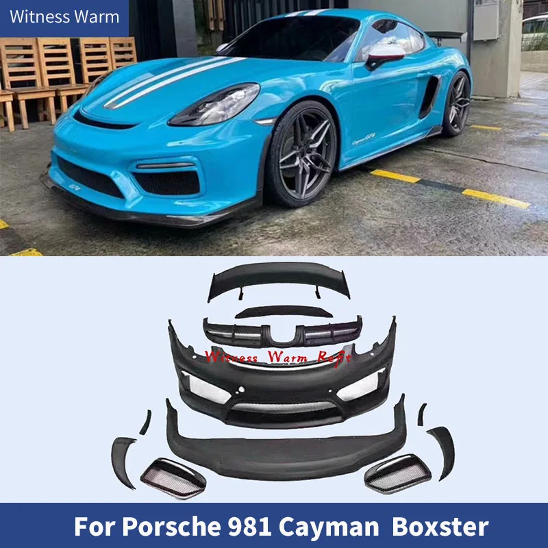 FRP / Carbon Fiber Front Rear bumper lip diffuser rear spoiler Body Kit For Boxster Cayman 981 Change GT4 Body Kit 2013-2015