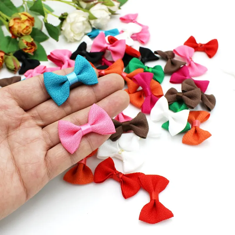 40 sztuk/partia Mini małe Pringting wstążka łuk Pet Bowknot Craft tylko łuk bez klipów DIY dekoracje ślubne akcesoria do włosów