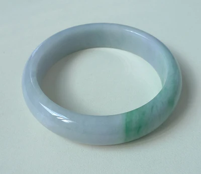 

Natural Burmese Jadeite Light Green 54-62mm Two-tone Bracelet Elegant Princess Jewelry Best Gift