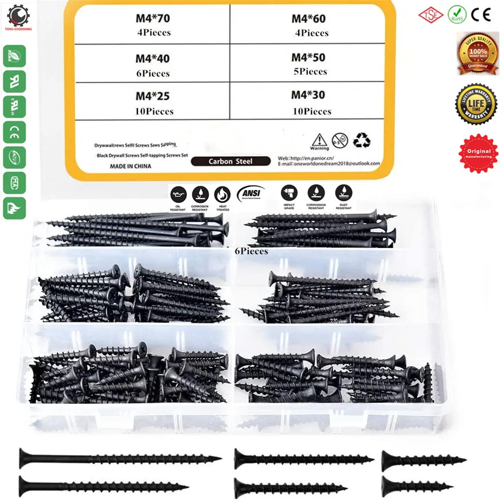 M4 Drywall Screws Sharp Point Self Tapping Screws Wood Screws Assortment Set Phillips Bugle Head for Drywall Sheetrock,Furniture