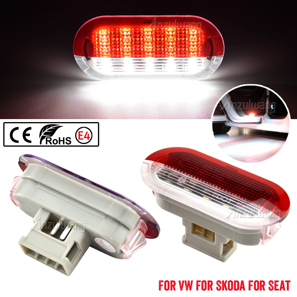 2x Led Door Warning Light Interior Courtesy Welcome Lamp For VW Golf MK3 MK4 Polo Jetta Sharan Vento Touran Skoda Octavia Seat