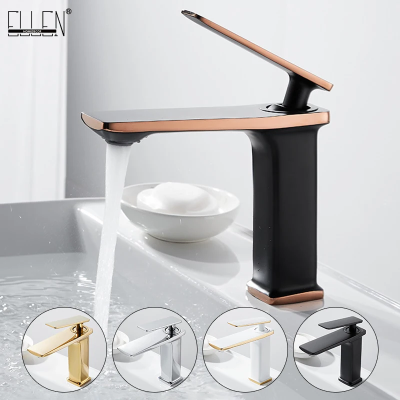 

ELLEN Hot Cold Bathroom Sink Faucet Deck Mounted Single Hole Water Basin Mixer Bathroom Taps 5 Colors ELK446