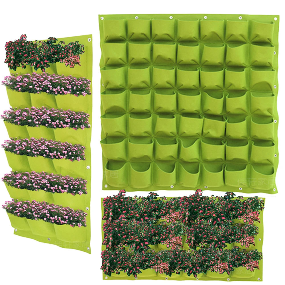 

1PCSWall Hanging Planting Bonsai Bags 18/49/56/64/81 Pockets Green Grow Bags Planter Vertical Garden Flowers Supply