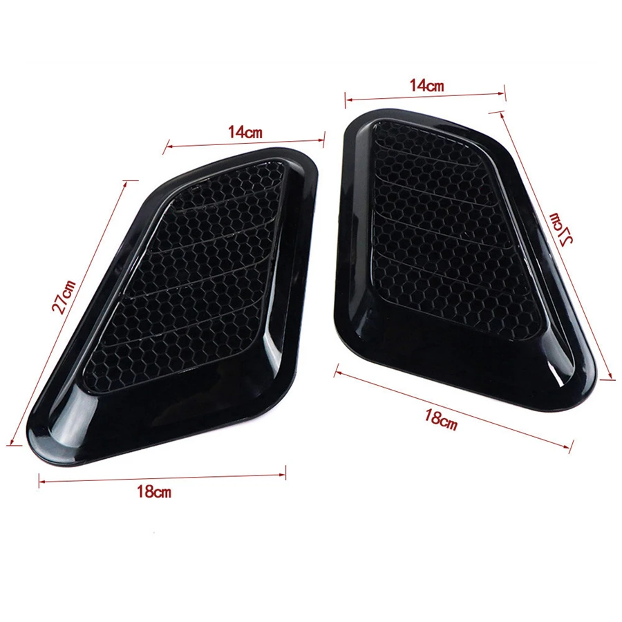 2 Pcs Car Air Flow Intake Scoop Hood Bonnet Vent Front Engine Cover Glossy Black