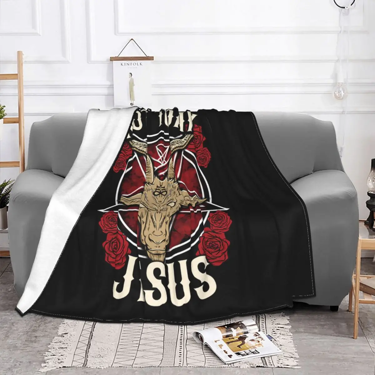 Not Today Jesus For A Satanic Atheist I Halloween Graphic Blankets Fleece Throw Blankets for Bedding Bedroom Plush Thin Quilt