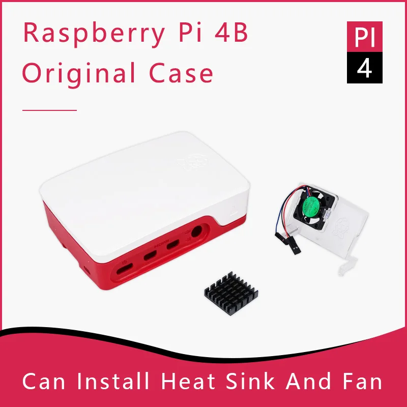 Officiële Raspberry Pi 4 Case Raspberry Pi 4 Case Fan 15.3W USB-C Voeding Eu/Us/Uk plug