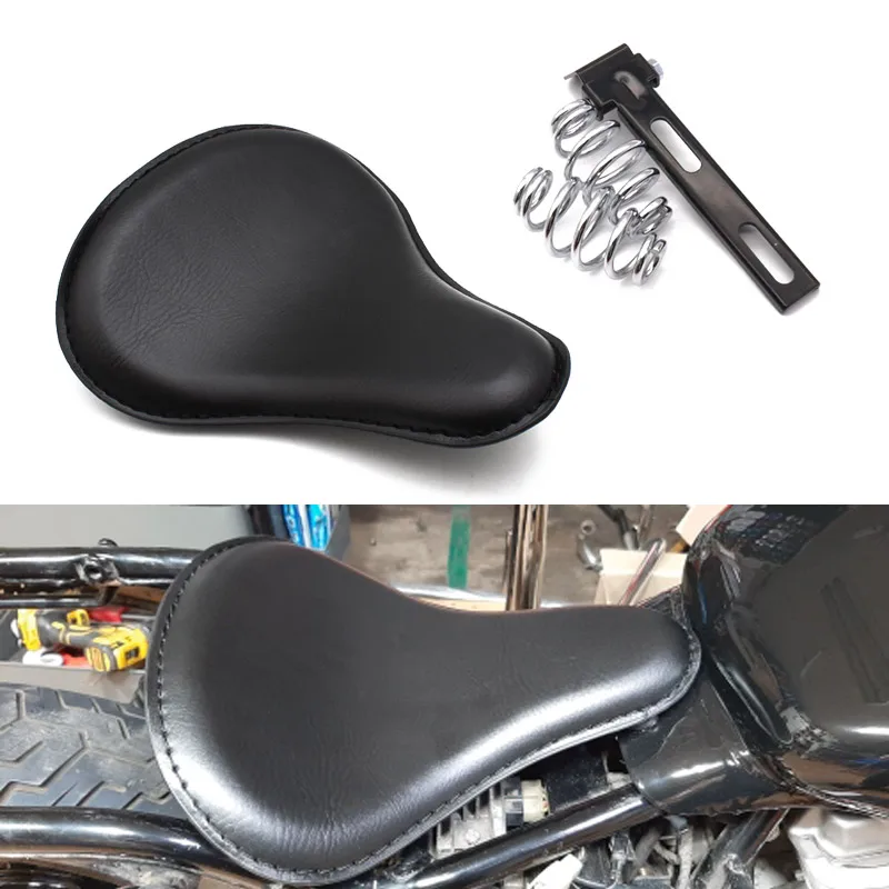Motorcycle  Leather Solo Passenger Seat Cover Cowl Pad For Harley Sportster Bobber Chopper Custom