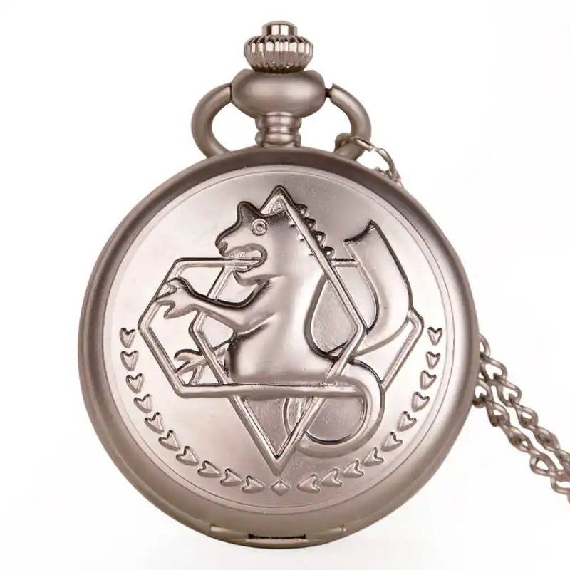 Classic Movie Edward Elric Cosplay Quartz Pocket Watch Vintage Black Pendant Necklace Men Women Fob Watch