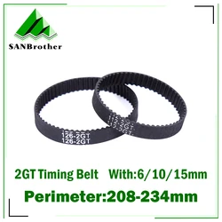 3D Printer GT2 6/10/15mm Closed Loop Rubber 2GT Timing Belt Length 220 208 210 212 214 216 218 222 224 226 228 230 232 234mm
