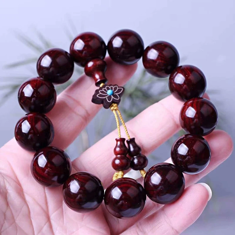 India lobular rosewood bracelet beads single circle 1.8cm13 old materials open glass bottom.