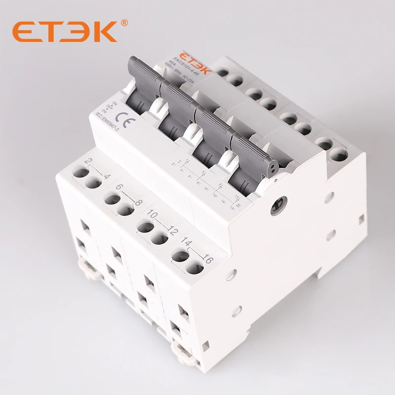 ETEK Din Rail MTS Dual Power Manual Transfer Switch Modular Changeover Switch Interlock Circuit Breaker1P 2P 4P 40A 230V EKCS101